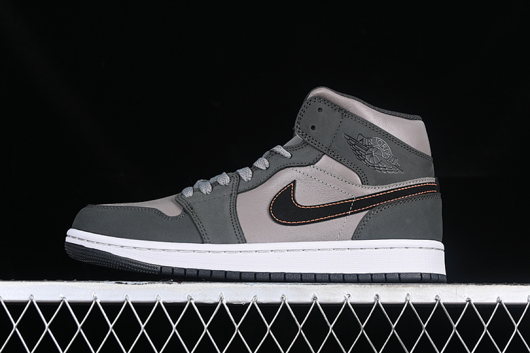 Jordan [FQ8338-017]-[AIR JORDAN 1 MID SE NIGHT STADIUM/BLACK/FLAT PEWTER/TOTAL ORANGE/NEUTRAL (GREY]), photo 1