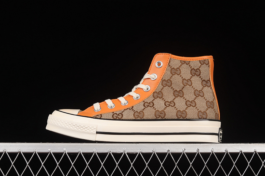 Converse [169768C]-[REMAKE CON GU*CCI X CHUCK TAYLOR ALL-STAR HIGH BROWN/ORANGE/WHITE]-[UNISEX:35-44], photo 1