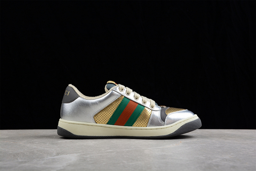 Gucci [GU*CCI DISTRESSED SCREENER SNEAKER SILVER/GOLD/GREEN-RED]-[WOMAN:35-39] - Image 13