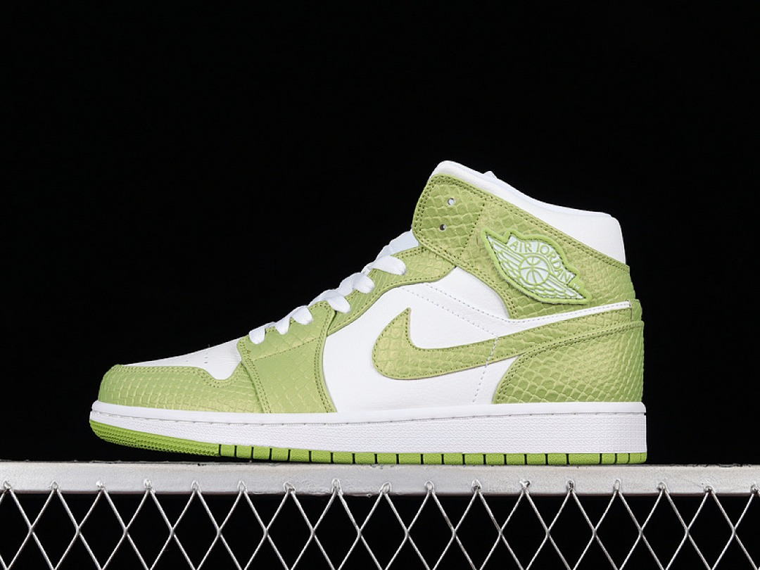 Jordan [DV2959-113]-[AIR JORDAN 1 MID GREEN PYTHON WHITE/WHITE/VIVID GREEN]-[WOMAN:36-39]-[MAN:40-46], photo 1