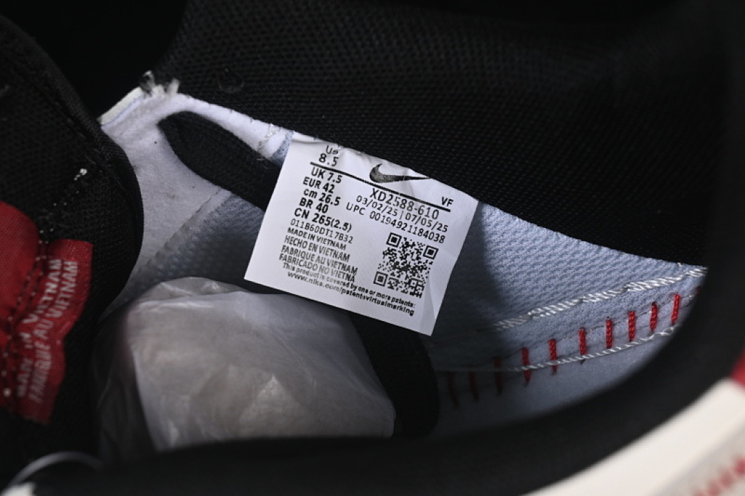 Nike [XD2588-610]-[AIR FORCE 1 07 LOW CASUAL SNEAKERS BLACK/WHITE/RED]-[WOMAN:36-39]-[MAN:40-45] - Image 5