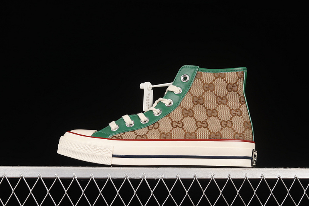 Converse [169769C]-[REMAKE CON GU*CCI X CHUCK TAYLOR ALL-STAR HIGH BROWN/GREEN/WHITE]-[UNISEX:35-44], photo 1