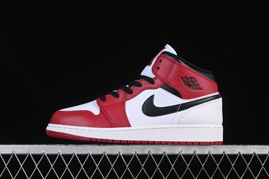 Jordan AIR Jordan 1 MID AJ1 CASUAL SNEAKERS WHITE/RED/BLACK · 554725-173, photo 1