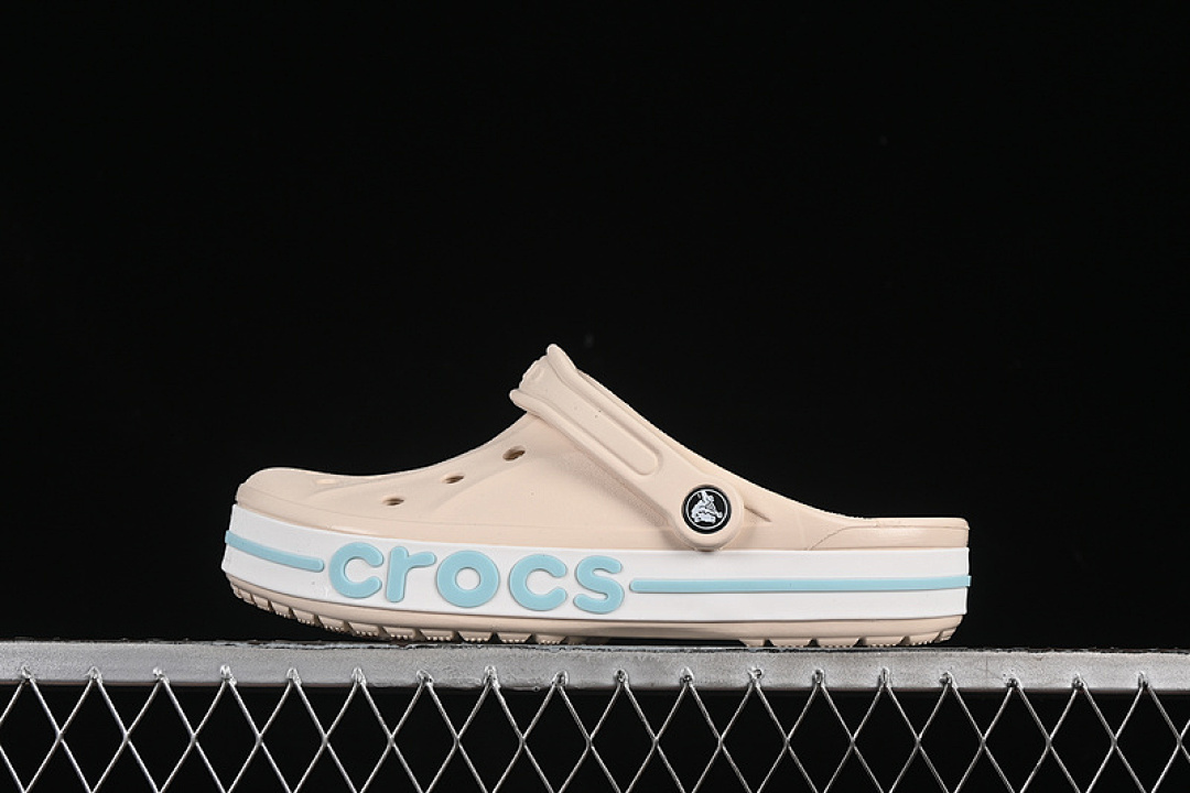 Crocs [CROCS FLAT HOLE SANDALS CLASSIC SUMMER DUAL-USE BEACH SLIPPERS BEIGE/BLUE/WHITE] - Image 2