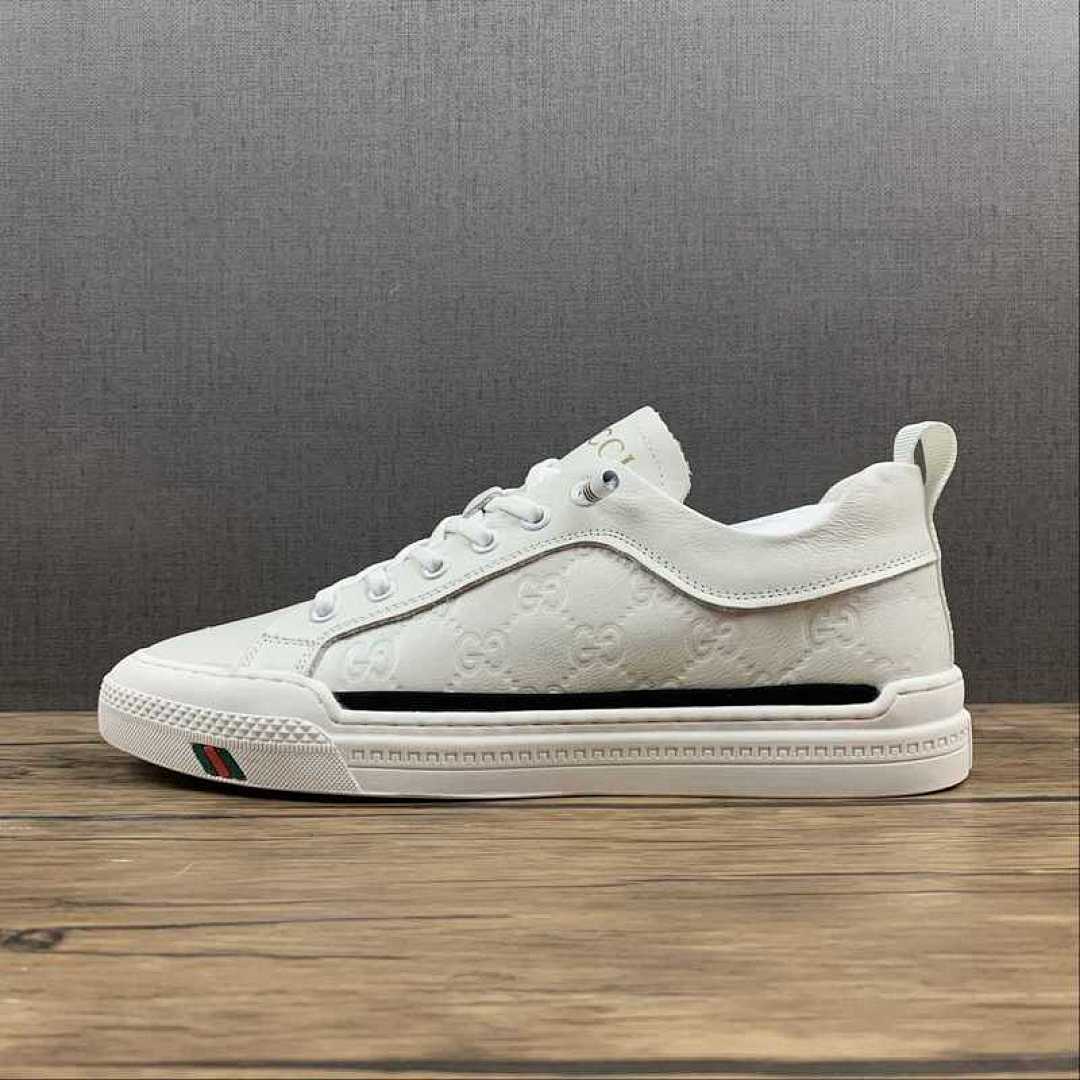 [GU*CCI CASUAL SNEAKERS WHITE/WHITE/BLACK]-[MAN:38-44], photo 1
