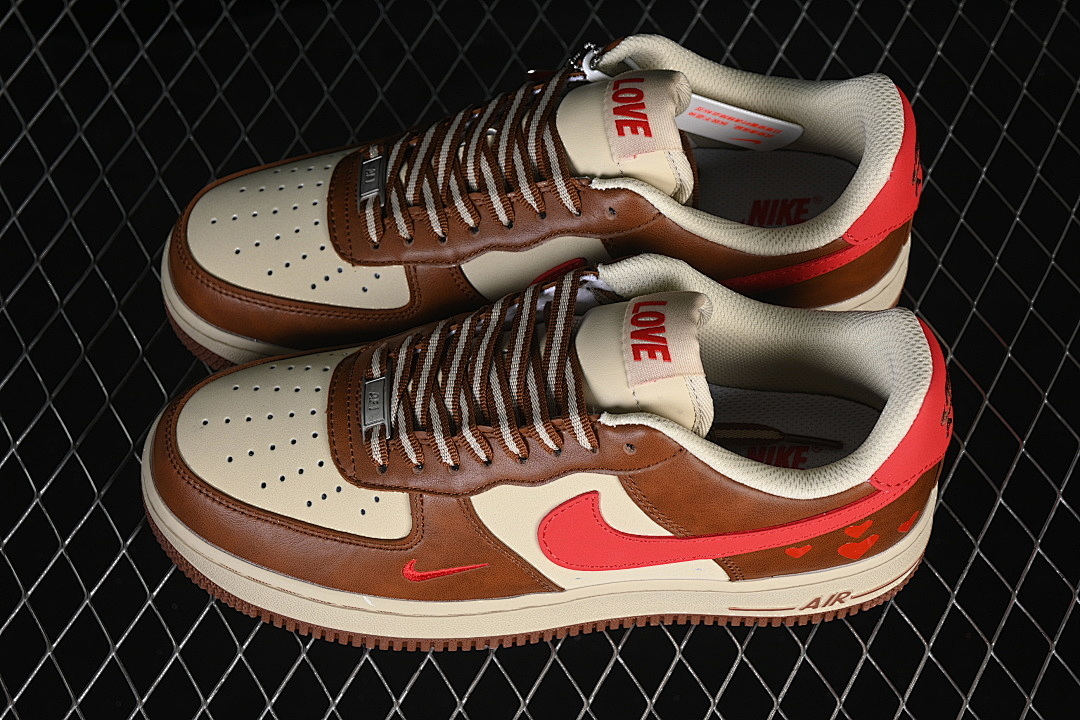 Nike [NH0601-538]-[AIR FORCE 1 07 LOW CASUAL SNEAKERS BROWN/RED]-[WOMAN:36-39]-[MAN:40-45] - Image 11