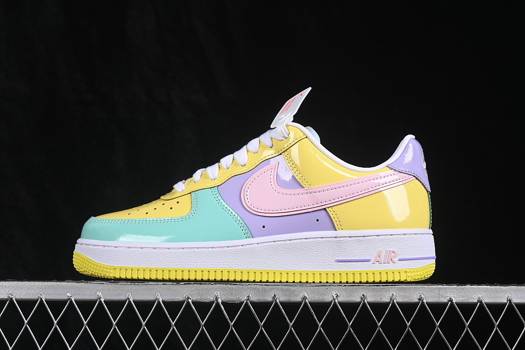 Nike [IQ9706-701]-[AIR FORCE 1 07 LOW CASUAL SNEAKERS YELLOW/VIOLET/BLUE]-[WOMAN:36-39]-[MAN:40-46], photo 1