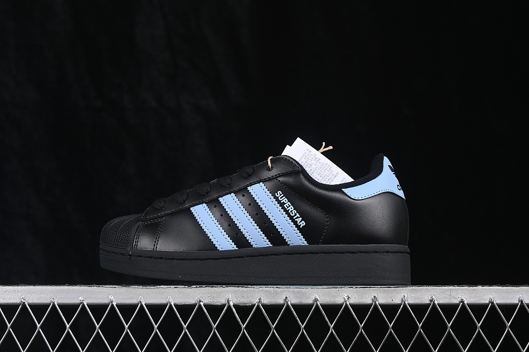 Adidas SUPERSTAR II SHELL TOE CASUAL SNEAKERS BLACK/LIGHT BLUE · JS1338, photo 1