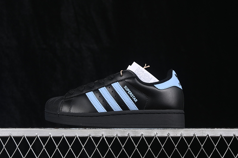 Adidas SUPERSTAR II SHELL TOE CASUAL SNEAKERS BLACK/LIGHT BLUE · JS1338, photo 1