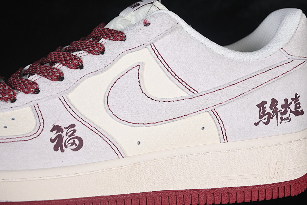 Nike [FC1688-261]-[AIR FORCE 1 07 LOW CASUAL SNEAKERS WHITE/WINE RED]-[WOMAN:36-39]-[MAN:40-45] - Image 8