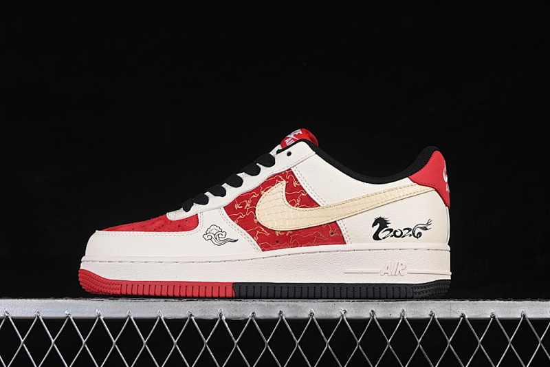 Nike Nike AIR FORCE 1 07 LOW CASUAL SNEAKERS WHITE/RED/BLACK · JP2026-156, photo 1