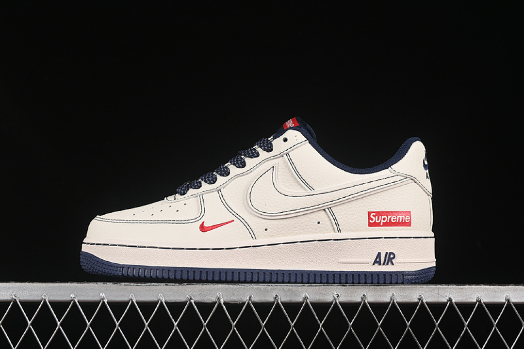 Nike [HH7518-074]-[AIR FORCE 1 07 LOW SUPREME WHITE/BLUE/BLACK]-[WOMAN:36-39]-[MAN:40-45] - Image 2