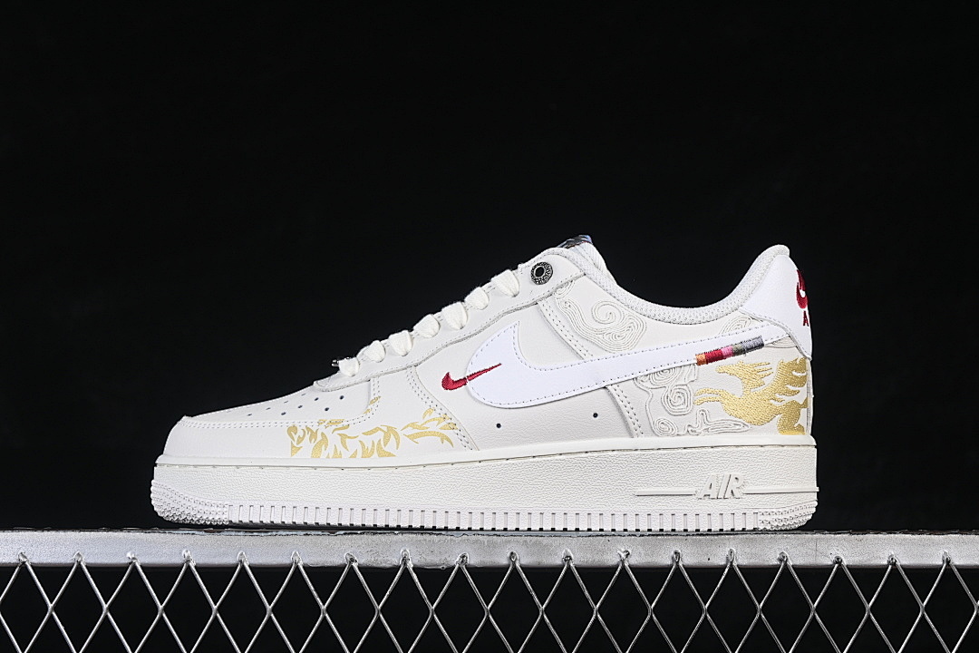 Nike [IQ1133-112]-[AIR FORCE 1 07 LOW CASUAL SNEAKERS WHITE/GOLD]-[WOMAN:36-39]-[MAN:40-45] - Image 2