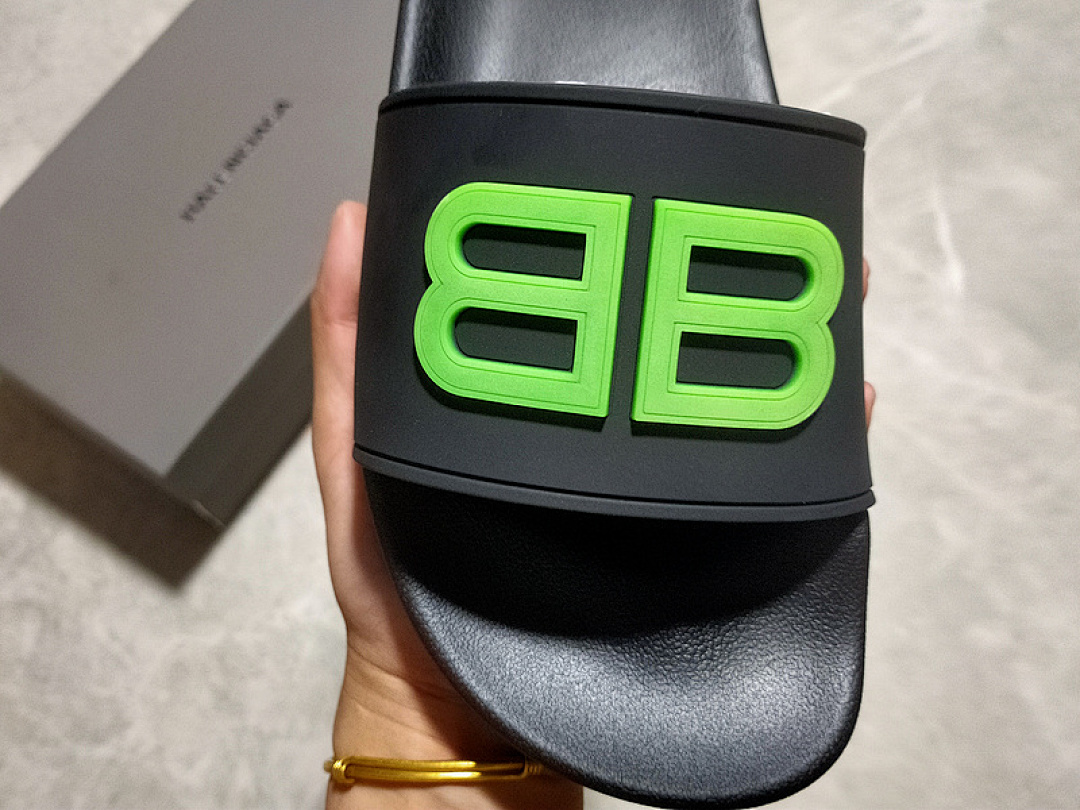 Balenciaga [BA*LEN*CIAGA LOGO POOL SIDES BLACK/BLACK/GREEN]-[WOMAN:35-39]-[MAN:40-45] - Image 5