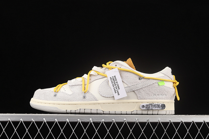 Nike OW X SB DUNK LOW LOT 39 OF 50 SAIL/NEUTRAL GREY/AMARILLO · DJ0950-109, photo 1