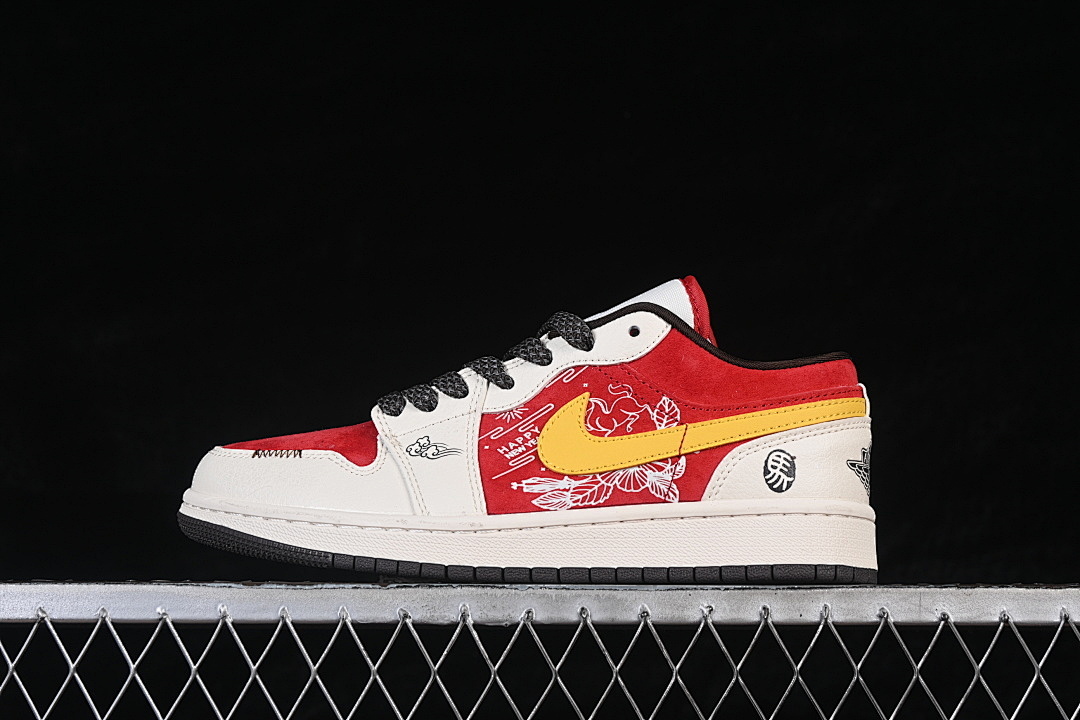Jordan [JP2026-165]-[AIR JORDAN 1 LOW RETRO SHOES WHITE/RED/YELLOW]-[WOMAN:36-39]-[MAN:40-45], photo 1