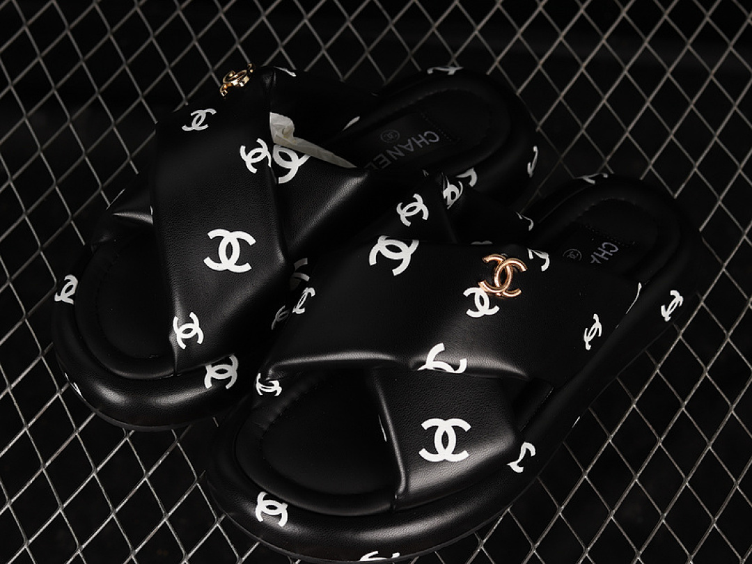 Chanel [A2507]-[CHA*NEL 22 PLATFORM SLIP-ON SLIPPERS BLACK/BLACK/WHITE]-[WOMAN:35-40] - Image 6