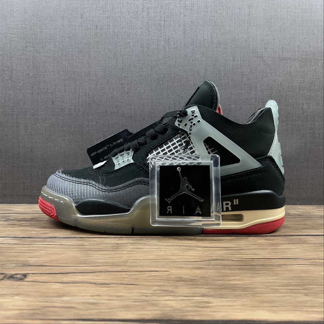 Off-White [CV9388-001]-[OW X AIR JORDAN 4 BRED BLACK/GREY/RED]-[WOMAN:36-39]-[MAN:40-47.5], photo 1