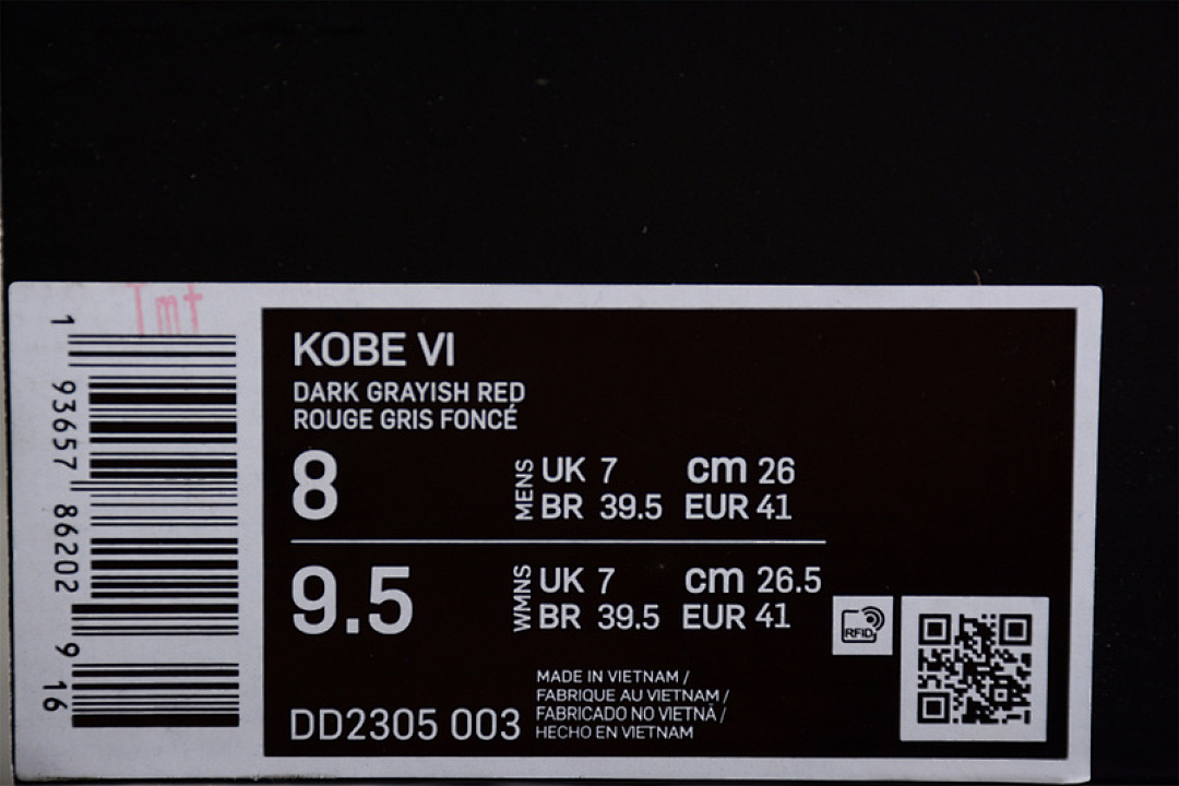 Nike [DD2305-003]-[ZOOM KOBE 6 PROTRO 3D HOLLYWOOD DARK GREY/DARING RED/CHLORINE BLUE]-[MAN:40-46] - Image 2