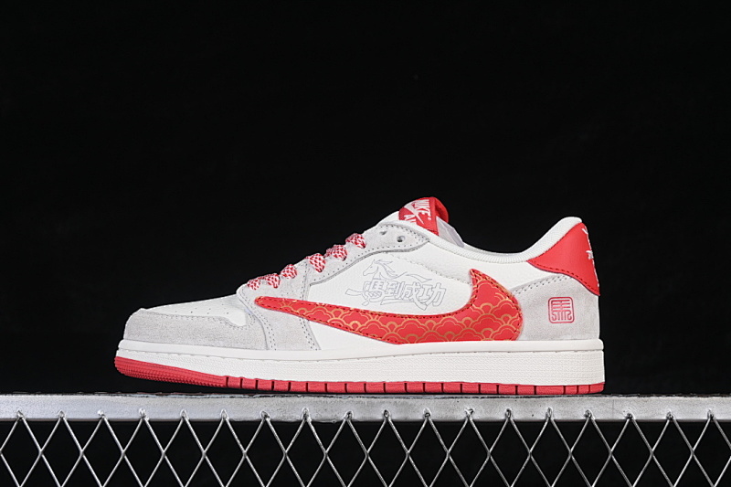 Jordan AIR Jordan 1 LOW RETRO BASKETBALL SHOES WHITE/GREY/RED · JW1188-182, photo 1
