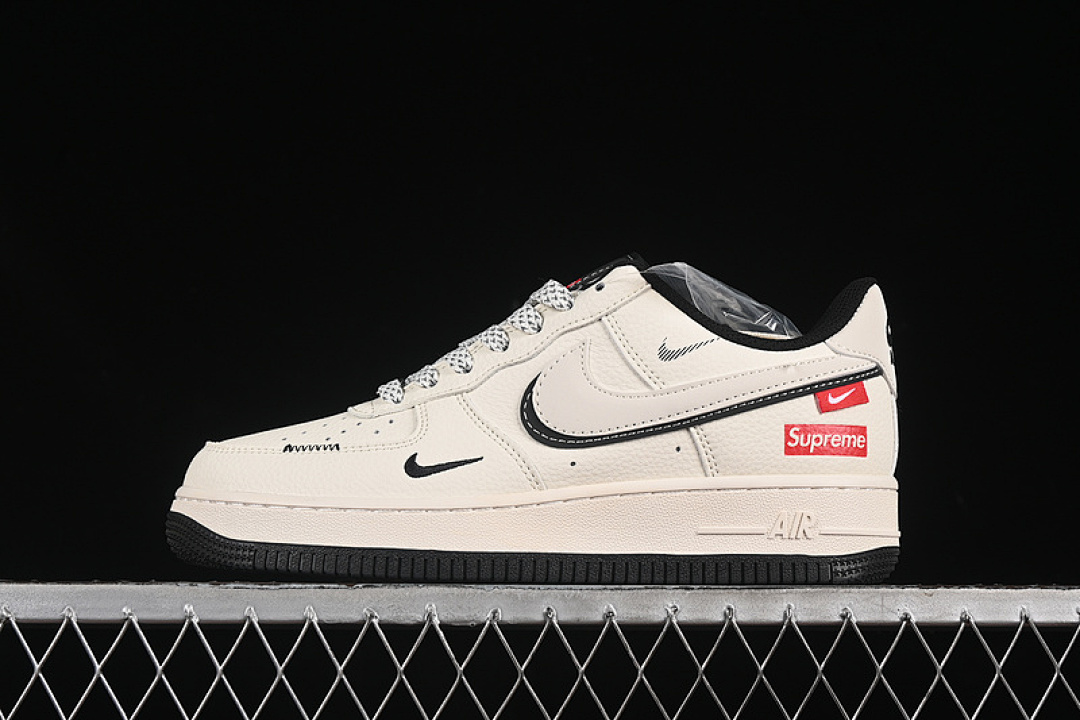 Nike [XS1958-545]-[AIR FORCE 1 07 LOW SUPREME WHITE/GREY/BLACK]-[WOMAN:36-39]-[MAN:40-45] - Image 2
