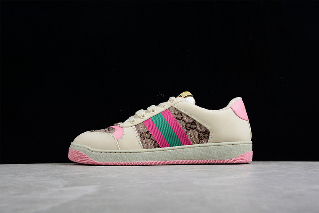 Gucci Gucci [ DISTRESSED SCREENER SNEAKER BEIGE/PINK/GREEN]-[WOMAN:35-39]-[MAN:40-44], photo 1