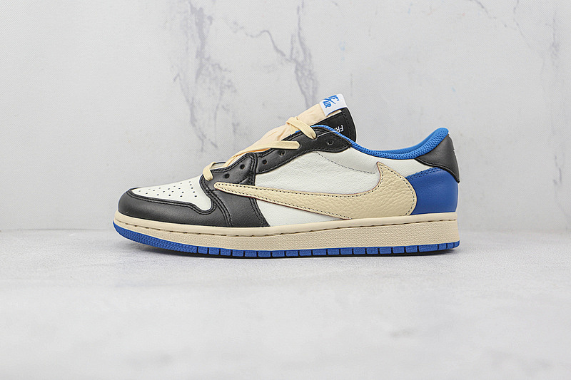 Jordan FRAGMENT DESIGN X TRAVIS SCOTT AIR Jordan 1 RETRO LOW BLUE/BLACK/BEIGE · DM7866-140, photo 1