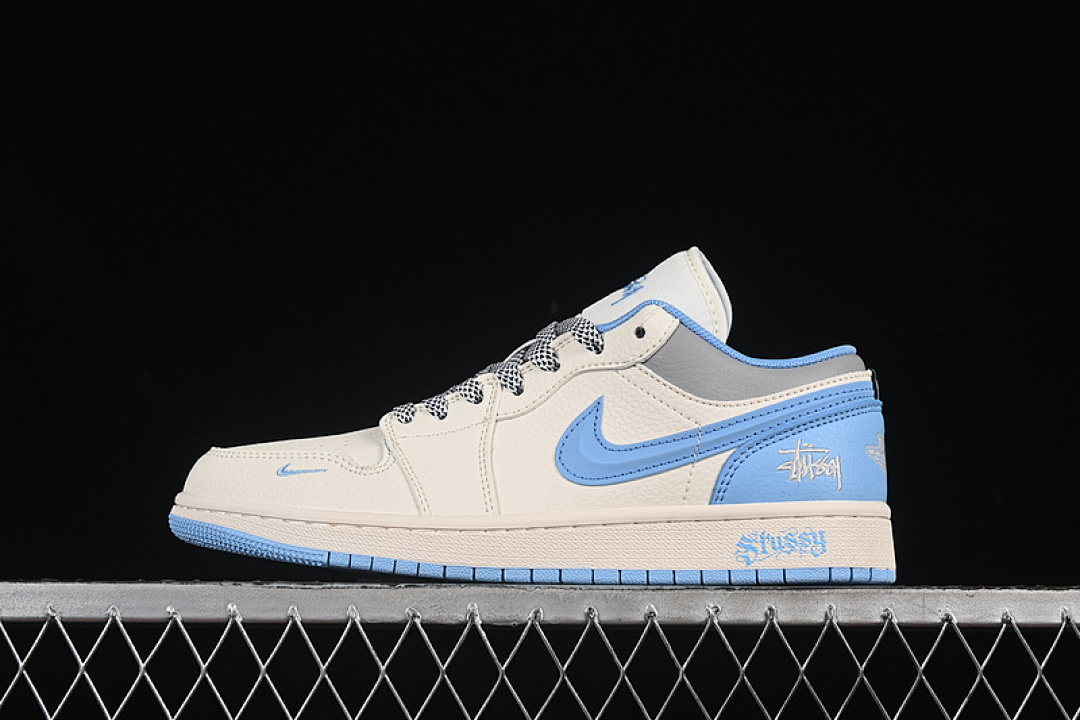 Jordan [XS6086-559]-[AIR JORDAN 1 LOW WHITE/GREY/BLUE]-[WOMAN:36-39]-[MAN:40-45], photo 1