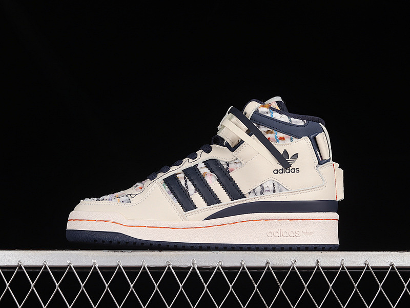 FORUM MID SHOES CLOUD WHITE/NAVY BLUE/BEIGE · GX3958, photo 1