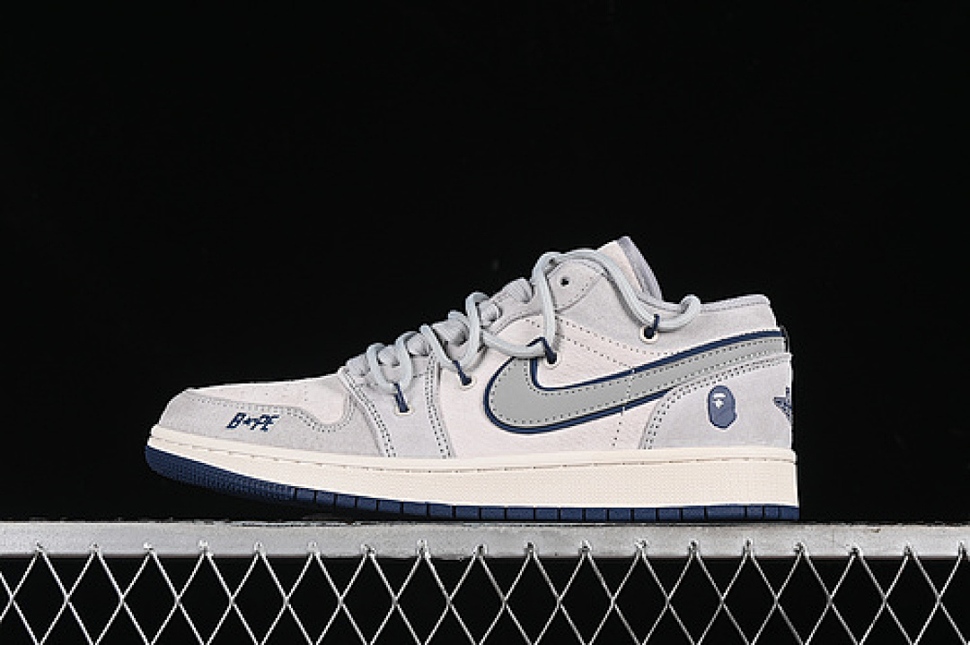Jordan [SJ9950-019]-[AIR JORDAN 1 LOW BAPE WHITE/GREY/BLUE]-[WOMAN:36-39]-[MAN:40-45], photo 1