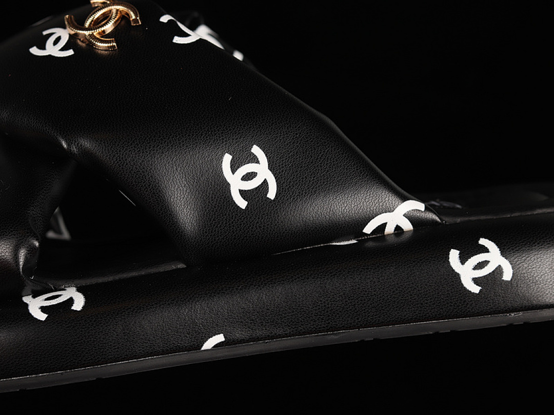 Chanel [A2507]-[CHA*NEL 22 PLATFORM SLIP-ON SLIPPERS BLACK/BLACK/WHITE]-[WOMAN:35-40] - Image 3
