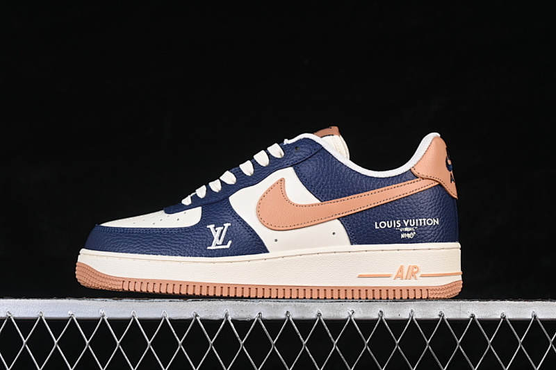 Nike Nike AIR FORCE 1 07 LOW CASUAL SHOES KHAKI/NAVY BLUE/BEIGE · NH0601-585, photo 1