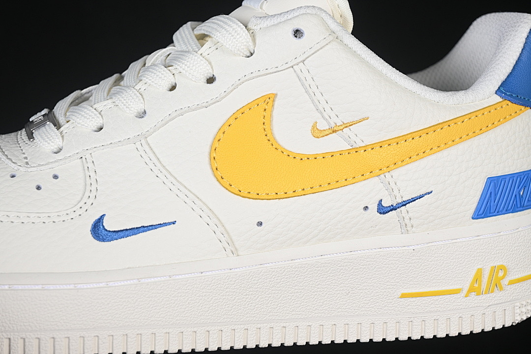 Nike [FZ1151-100]-[AIR FORCE 1 07 LOW CASUAL SNEAKERS WHITE/YELLOW/BLUE]-[WOMAN:36-39]-[MAN:40-45] - Image 8