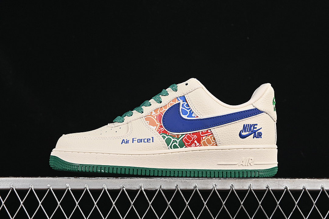 Nike [KJ1688-001]-[AIR FORCE 1 07 LOW WHITE/GREEN/BLUE]-[WOMAN:36-39]-[MAN:40-45] - Image 2