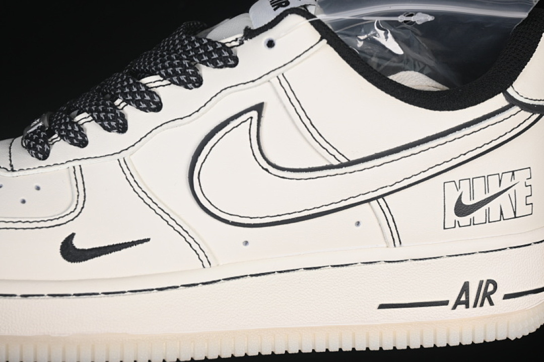 Nike [SM6668-115]-[AIR FORCE 1 07 LOW CASUAL SNEAKERS BLACK/WHITE]-[WOMAN:36-39]-[MAN:40-45] - Image 7