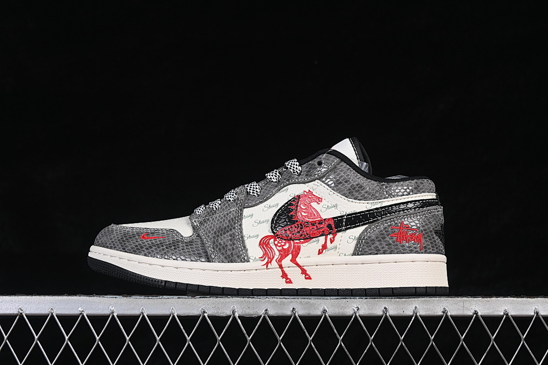 Jordan [FC7688-202]-[AIR JORDAN 1 LOW WHITE/GREY/BLACK/RED]-[WOMAN:36-39]-[MAN:40-45], photo 1