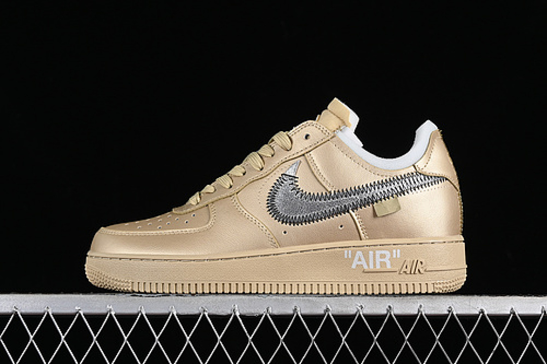 Nike Nike OFF-WHITE AIR FORCE 1 07 LOW METAL GOLD OW GOLD/GREY · DX1419-900, photo 1