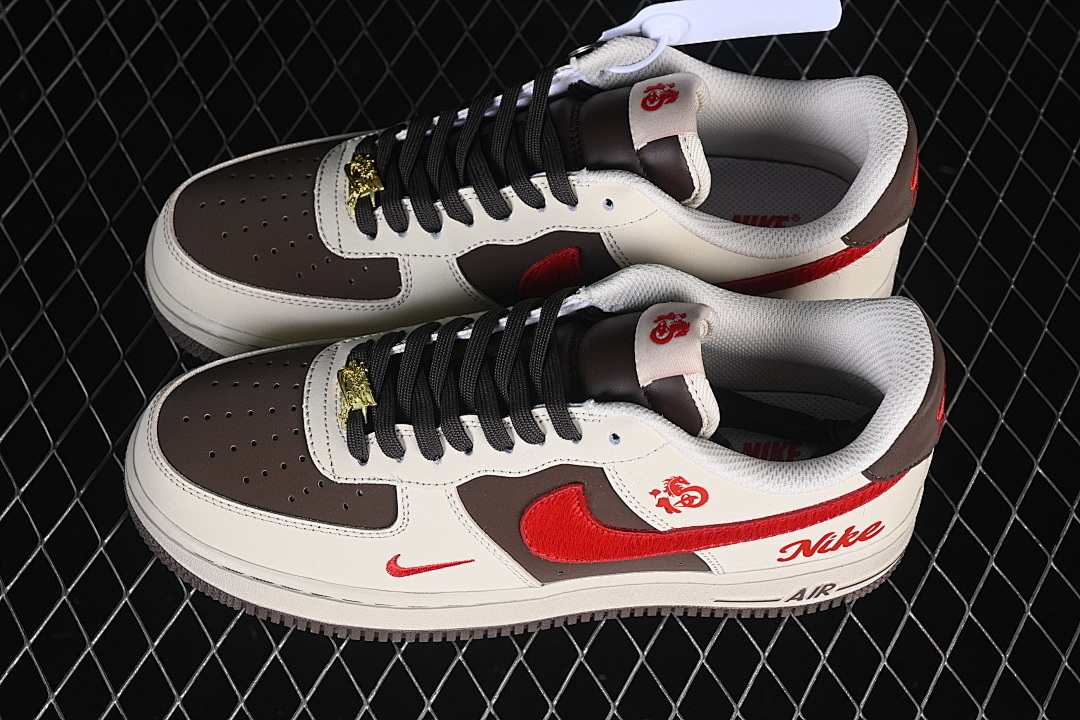 Nike [NH0601-517]-[AIR FORCE 1 07 LOW CASUAL SNEAKERS COFFEE/RED/BEIGE]-[WOMAN:36-39]-[MAN:40-45] - Image 10