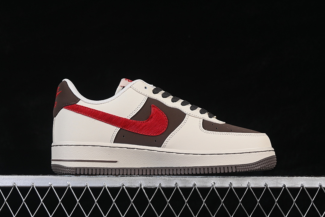 Nike [NH0601-517]-[AIR FORCE 1 07 LOW CASUAL SNEAKERS COFFEE/RED/BEIGE]-[WOMAN:36-39]-[MAN:40-45] - Image 15