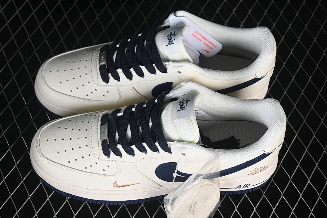 Nike [XX3168-225]-[AIR FORCE 1 07 LOW CASUAL SNEAKERS WHITE/NAVY BLUE]-[WOMAN:36-39]-[MAN:40-45] - Image 11