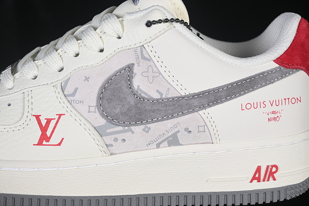Nike [HS6188-134]-[AIR FORCE 1 07 LOW CASUAL SNEAKERS BEIGE/GREY/RED]-[WOMAN:36-39.5]-[MAN:40-45] - Image 8