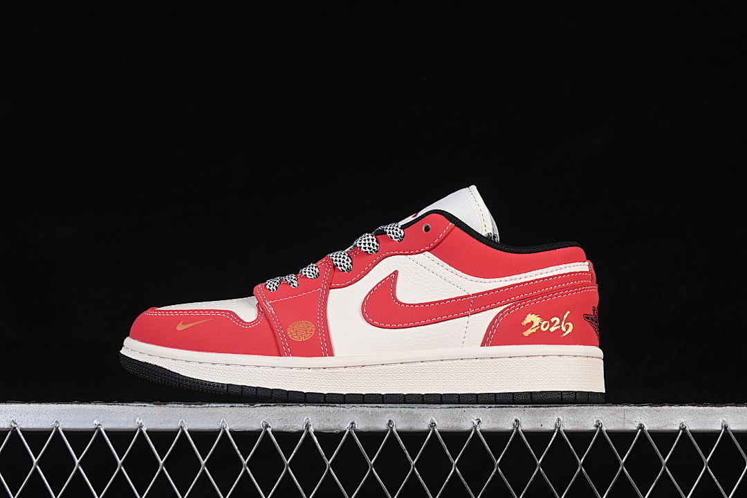 Jordan [MZ9588-842]-[AIR JORDAN 1 LOW RETRO SHOES WHITE/RED/GOLD]-[WOMAN:36-39]-[MAN:40-45], photo 1