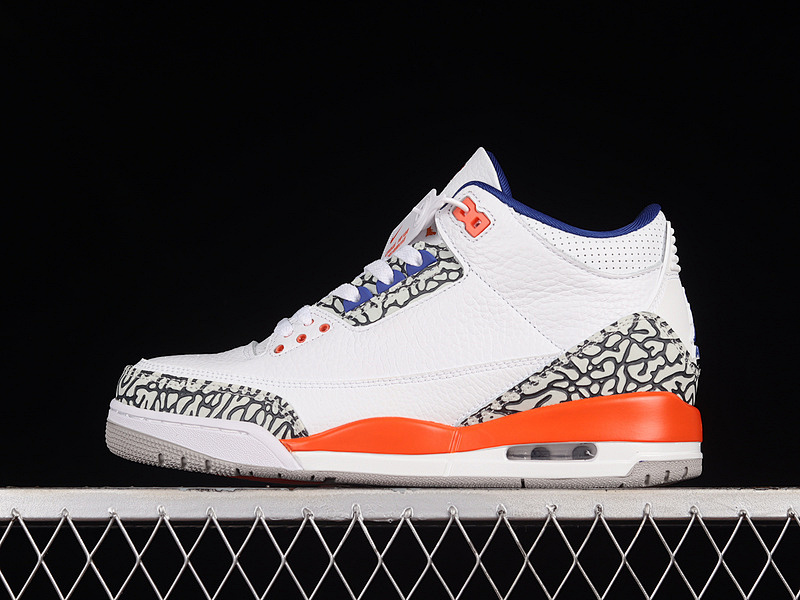 Jordan AIR Jordan 3 RETRO KNICKS WHITE/OLD ROYAL-UNIVERSITY ORANGE-TECH GREY · 136064-148, photo 1