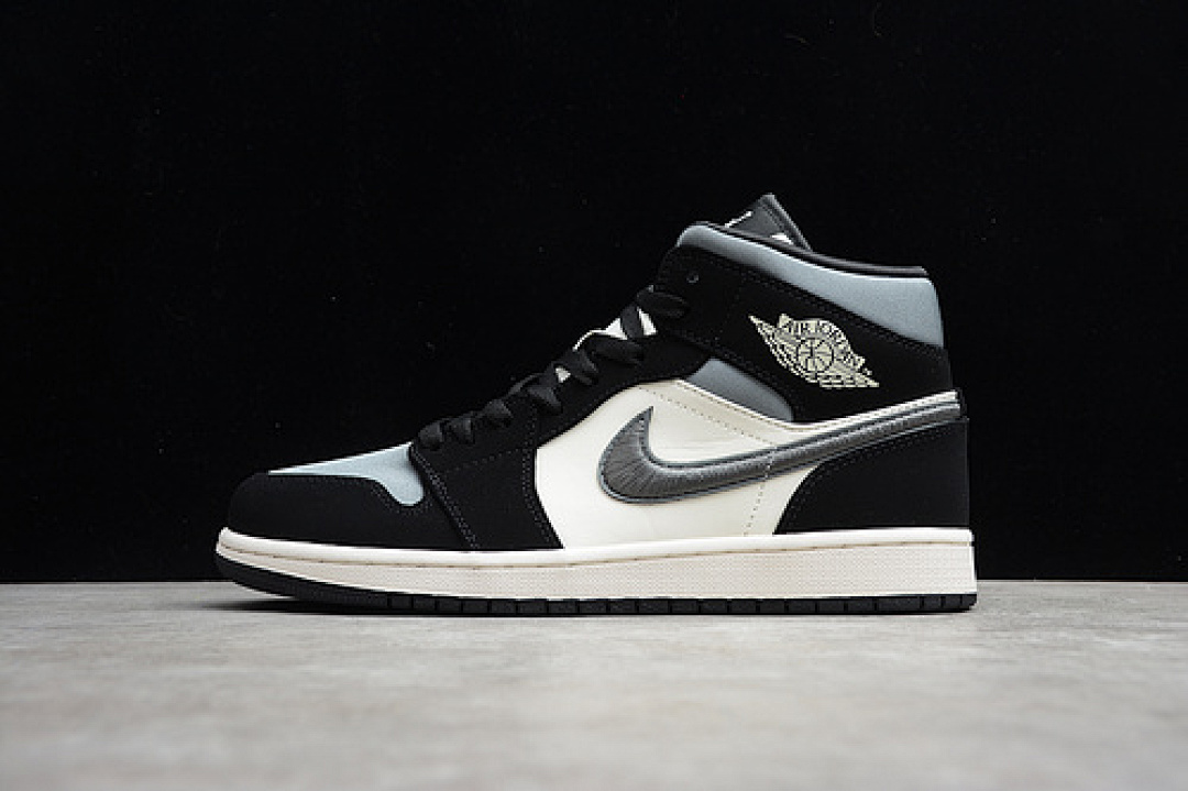 Jordan [852542-011]-[CJ AIR JORDAN 1 MID SATIN GREY TOE BLACK/ANTHRACITE-SAIL]-[MAN:40-46], photo 1