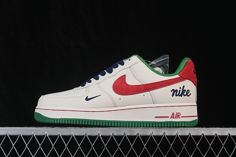 Nike Nike AIR FORCE 1 07 LOW CASUAL SNEAKERS BEIGE/RED/GREEN · FV3694-108, photo 1