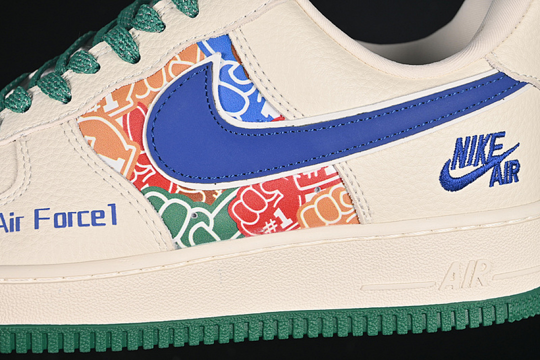 Nike [KJ1688-001]-[AIR FORCE 1 07 LOW WHITE/GREEN/BLUE]-[WOMAN:36-39]-[MAN:40-45] - Image 8