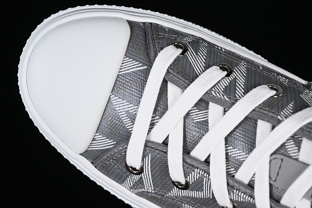 Dior [B23 OBLIQUE TOP SNEAKERS MID CASUAL SHOES WHITE/DARK GRAY/BEIGE]-[WOMAN:39]-[MAN:40-46] - Image 9