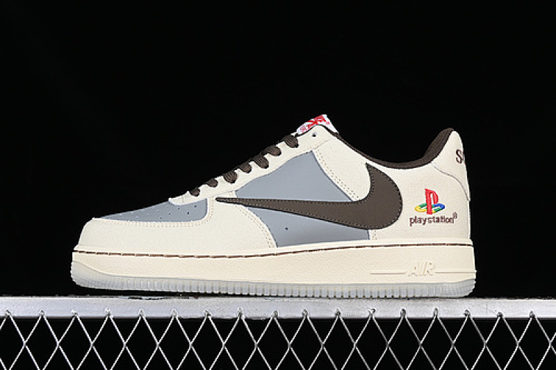Nike Nike TRAVIS SCOTT PLAYSTATION AIR FORCE 1 07 LOW GREY/BROWN · BQ5826-208, photo 1