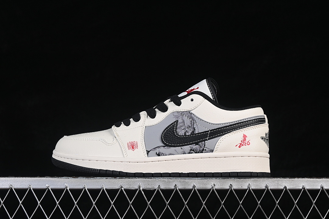 Jordan [FF9989-034]-[AIR JORDAN 1 LOW RETRO SHOES WHITE/GREY/BLACK]-[WOMAN:36-39]-[MAN:40-45], photo 1