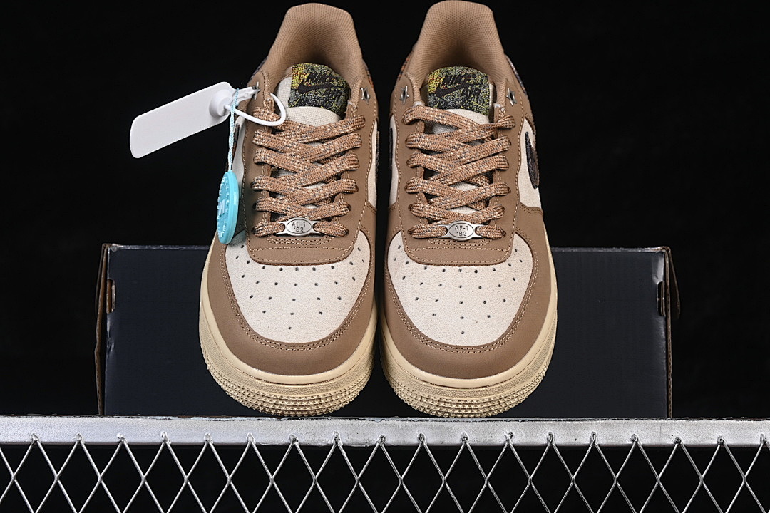 Nike [IO9803-200]-[AIR FORCE 1 07 LOW CASUAL SHOES WHITE/BROWN/APRICOT]-[WOMAN:36-39]-[MAN:40-45] - Image 12